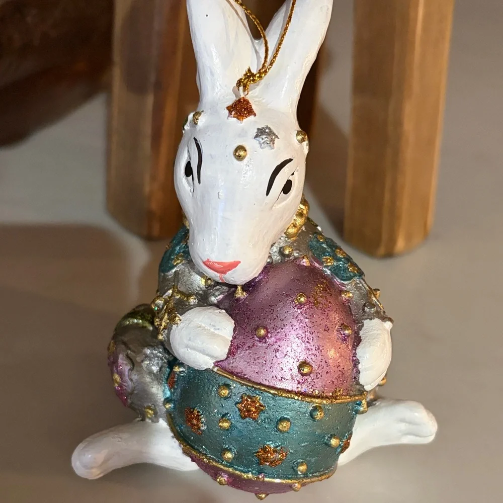 Set of 3 Hand-Painted Bunny Ornaments/NWT